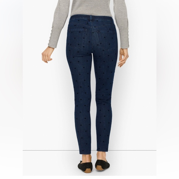 #36. Talbots JEGGINGS - DARK DENIM WASH WITH FLOCKED BOWS - Picture 4 of 12